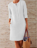 Wjczt Oversize Cotton Linen Women&#39;s Dress White O-neck Long Sleeve Casual Dresses Female 2022 New Spring Elegant Woman Clothes Ladies