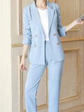 Wjczt Women&#39;s Spring Autumn Elegant Blazer Pant Suits Office Ladies Casual Business 2 Piece Set Female Fashion Workwear Trousers Suit