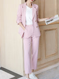 Wjczt Women&#39;s Spring Autumn Elegant Blazer Pant Suits Office Ladies Casual Business 2 Piece Set Female Fashion Workwear Trousers Suit