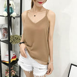 Wjczt Summer Korean Fashion Chiffon Women Camis Streetwear Sleeveless Black Female Tank Tops Slim Pink Shirt Spaghetti Strap Tank Top