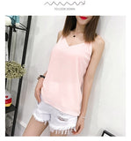 Wjczt Summer Korean Fashion Chiffon Women Camis Streetwear Sleeveless Black Female Tank Tops Slim Pink Shirt Spaghetti Strap Tank Top