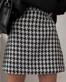 Wjczt Plaid Mini Skirt Women Black White Fashion Official Faldas Mujer Korean Style High Waist Short Jupe