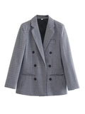 Wjczt Fashion Autumn Women Plaid Blazers and Jackets Work Office Lady Suit Slim Double Breasted Business Female Blazer Coat Talever