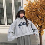 Wjczt Hoodies Women Hooded Oversize Thick Plus Velvet Loose False Two-piece Letter Print Womens Hoodie All-match Leisure Simple Trendy