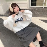 Wjczt Hoodies Women Hooded Oversize Thick Plus Velvet Loose False Two-piece Letter Print Womens Hoodie All-match Leisure Simple Trendy