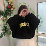 Wjczt Hoodies Women Hooded Oversize Thick Plus Velvet Loose False Two-piece Letter Print Womens Hoodie All-match Leisure Simple Trendy