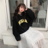 Wjczt Hoodies Women Hooded Oversize Thick Plus Velvet Loose False Two-piece Letter Print Womens Hoodie All-match Leisure Simple Trendy