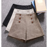 Wjczt Short Mujer Korean Woolen Shorts Women 2022 Winter Loose Wide Leg Shorts Feminino Autumn  Zipper Pocket Buttons Shorts 7435 50