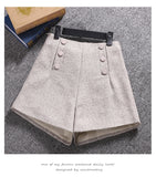 Wjczt Short Mujer Korean Woolen Shorts Women 2022 Winter Loose Wide Leg Shorts Feminino Autumn  Zipper Pocket Buttons Shorts 7435 50