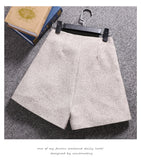 Wjczt Short Mujer Korean Woolen Shorts Women 2022 Winter Loose Wide Leg Shorts Feminino Autumn  Zipper Pocket Buttons Shorts 7435 50