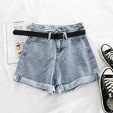 Wjczt 2022 Korean Fashion Summer Women&#39;s Jeans Shorts High Waist Loose Harajuku Zipper Streetwear Denim Shorts Woman Clothes N0012