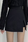 Wjczt Irregular Women Shorts Skirts 2024 Summer New High Waist Wide Leg Slit Chic Shorts Office Lady Black Short Pants Gothic
