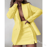 Wjczt New Women&#39;s Office Professional Women&#39;s Suit Small Suit Coat Short Skirt Two-piece Suit Coat Skirt Suit 2 Piece Set Plus