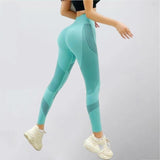 Wjczt Fashion Women Leggings High Waist Peach Hips Gym Leggings Quick-drying Sports Stretch Fitness Pants