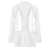 Wjczt Hollow Out Solid Blazer For Women Notched Long Sleeve Casual Korean Blazers Female 2022 Spring Fashion New Clothes