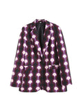 Wjczt 2Pcs Ladies Dot Printed Blazer Suit Sets 2022 Spring Office Lady Single Button Jacket+Flare Pant Long Sleeve Outfits