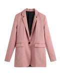 Wjczt Women Fashion Office Wear Single Button Blazer Coat Vintage Long Sleeve Back Vents Female Outerwear Chic Veste