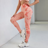 Wjczt Seamless Tie Dye Leggings Women For Fitness Yoga Pants Push Up Workout Sports Legging High Waist Tights Gym Ladies Clothing