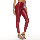 Wjczt Leather Leggings Women Bright Multicolor Sexy Leggings PU High Waist Slim Pants Women Leggings High Elasticity Leather Trousers