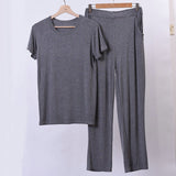 Wjczt Summer Plus Size 8XL 170KG Men Pajamas Sets Modal Home Wear Set Soft Casual Sleep Wear Short Sleeve Top and Long Pants