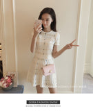 Wjczt New Fashion Women&#39;s Spring Thin Knitted Striped Crop Top and Mini Skirt Suit Set Two-piece Girl&#39;s Skirt Summer Clothing Sets