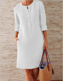 Wjczt Oversize Cotton Linen Women&#39;s Dress White O-neck Long Sleeve Casual Dresses Female 2022 New Spring Elegant Woman Clothes Ladies