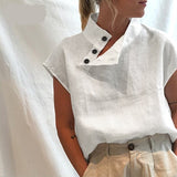 Wjczt 2022 Fashion Cotton Women&#39;s Blouse Plus Size New Summer Short Sleeve Women Shirt Loose White Female Clothing Tops Blusas 18898