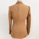 Wjczt 2022 Newest Designer Blazer Jacket Women&#39;s Slim Fitting Double Breasted Metal Lion Buttons Shawl Collar Blazer