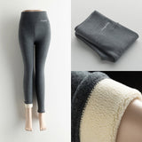 Wjczt Winter Leggings for Women High Waist Velvet Leggings Women&#39;s Wool Thick Warm  Pants Grey Black  Fleece Thermal Leggings