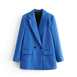 Wjczt Women Khaki Blazer Coat Vintage Notched Collar Pocket 2022 Fashion Female Casual Chic Tops DA02