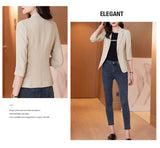 Wjczt Solid color Thin blazer Women 2022 New Three-Quarter Sleeve Spring And Summer Slim Short Suit Jacket One Buckle Blousers White