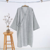 Wjczt New Men&#39;s 100% Cotton Gauze Cotton Robe Loose Thin Yukata Japanese Kimono Pajamas Men&#39;s Hooded Robe V-Neck Pajamas Bathrobe