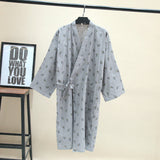 Wjczt New Men&#39;s 100% Cotton Gauze Cotton Robe Loose Thin Yukata Japanese Kimono Pajamas Men&#39;s Hooded Robe V-Neck Pajamas Bathrobe