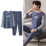 Wjczt Korean Minimalist Style Man Pajamas Set Long Sleeve Loungewear Cotton Sleepwear for Boy Leisure Mens Pijamas Fashion Homesuits