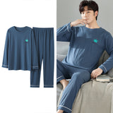 Wjczt Korean Minimalist Style Man Pajamas Set Long Sleeve Loungewear Cotton Sleepwear for Boy Leisure Mens Pijamas Fashion Homesuits