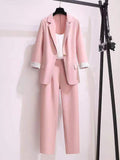 Wjczt 2022 spring new Korean elegant women&#39;s suit female blazer leisure pants Tweed suit jacket three piece jacket pants set