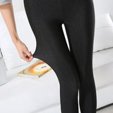 Wjczt S-5XL Size Women&#39;s Summer Bright Pants Wear Thin Ice Silk Bright Black Push-up Slim High Waist Stretch Large Size Tights