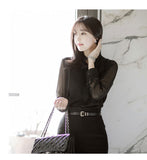 Wjczt 2022 Spring summer Sexy Women See Through Blouse Black Perspective Top Fashion Long Sleeve Transparent Sheer Shirt Blusas Mujer